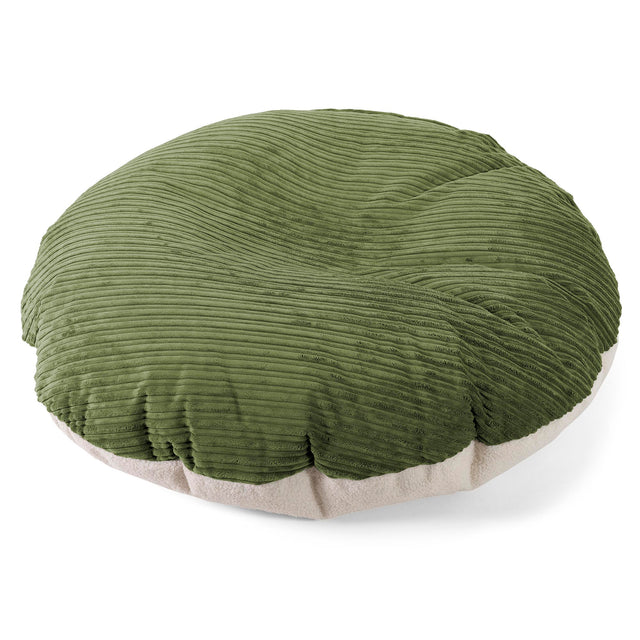 Flexforma Adult Round Floor Cushion Bean Bag - Boucle & Cord Forest Green 01