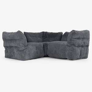 3 Piece Corner Modular Sofa Set - Cord Black