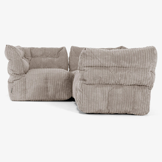 3 Piece Corner Modular Sofa Set - Cord Dovetail Grey 02