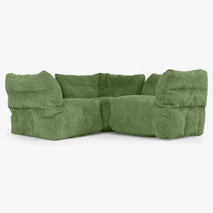 3 Piece Corner Modular Sofa Set - Cord Forest Green