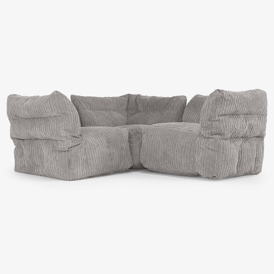 3 Piece Corner Modular Sofa Set - Cord Graphite Grey 01