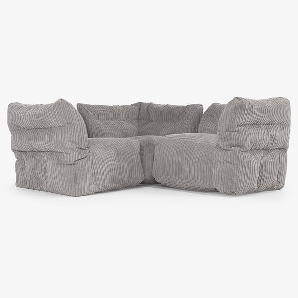 3 Piece Corner Modular Sofa Set - Cord Graphite Grey 01
