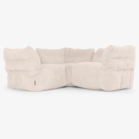 3 Piece Corner Modular Sofa Set - Cord Ivory 01