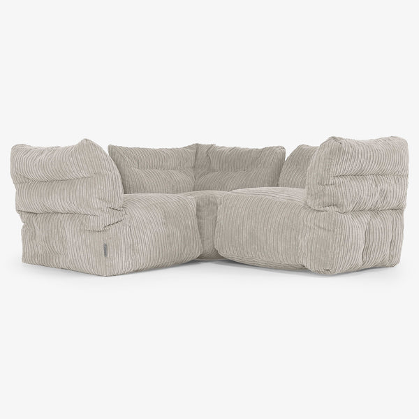 3 Piece Corner Modular Sofa Set - Cord Mink 01