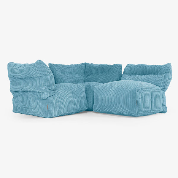 3 Piece Multi Modular Sofa Set - Cord Aegean Blue 04