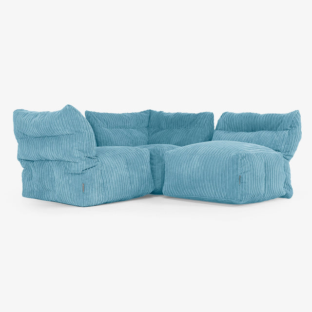 3 Piece Multi Modular Sofa Set - Cord Aegean Blue 01