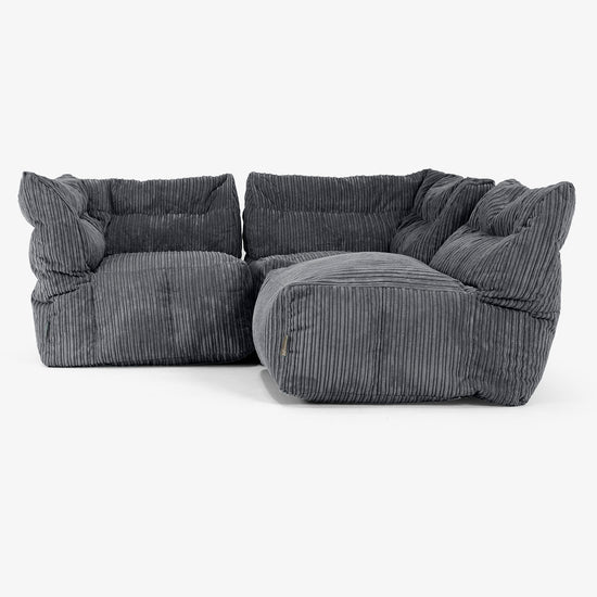 3 Piece Multi Modular Sofa Set - Cord Black 02