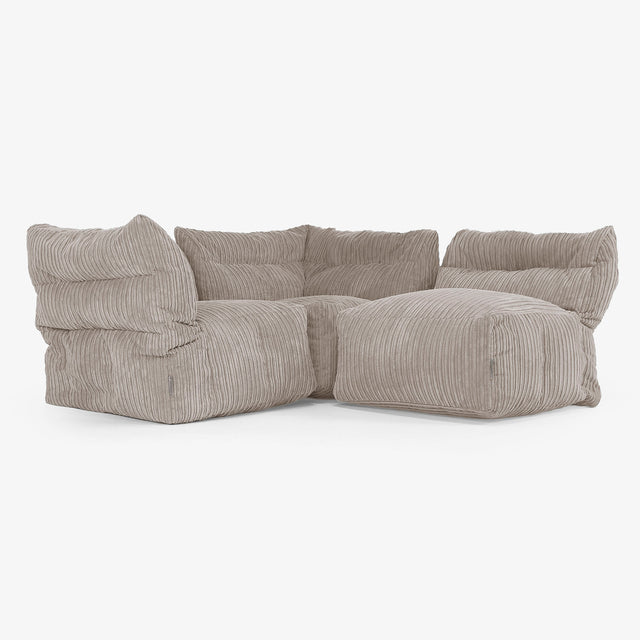 3 Piece Multi Modular Sofa Set - Cord Dovetail Grey 01