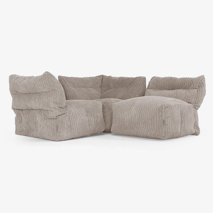 3 Piece Multi Modular Sofa Set - Cord Dovetail Grey 01