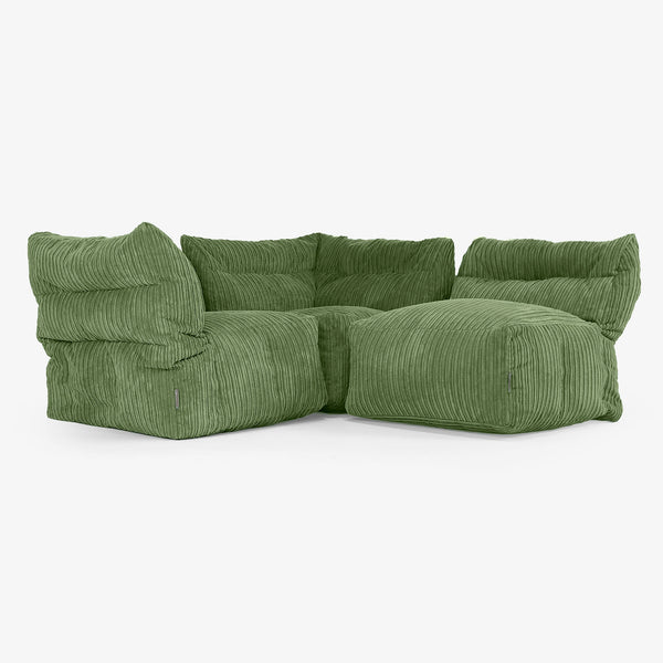 3 Piece Multi Modular Sofa Set - Cord Forest Green 04