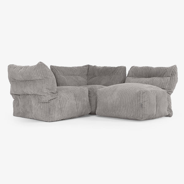3 Piece Multi Modular Sofa Set - Cord Graphite Grey 04