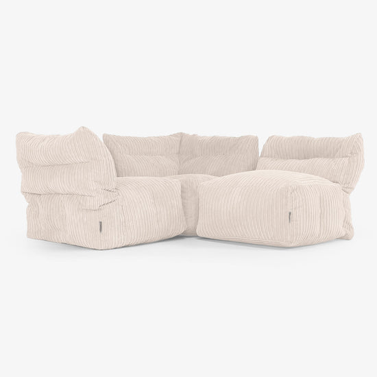 3 Piece Multi Modular Sofa Set - Cord Ivory 01
