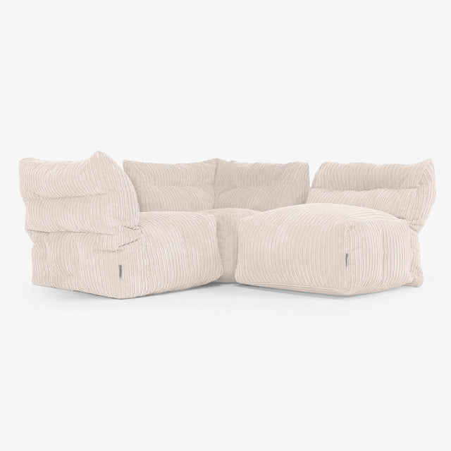 3 Piece Multi Modular Sofa Set - Cord Ivory 01