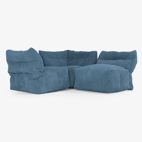 3 Piece Multi Modular Sofa Set - Cord Navy Blue 04