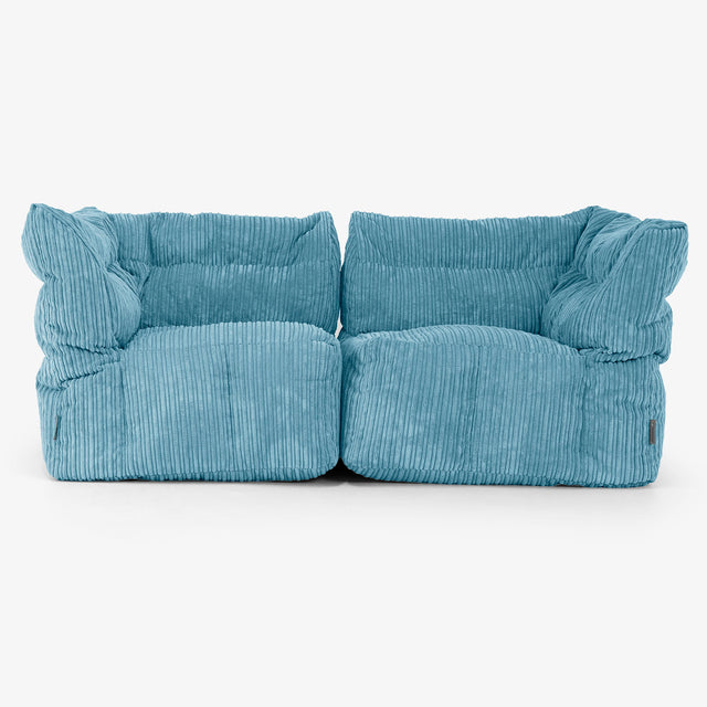 2 Piece Modular Sofa Set - Cord Aegean Blue 01