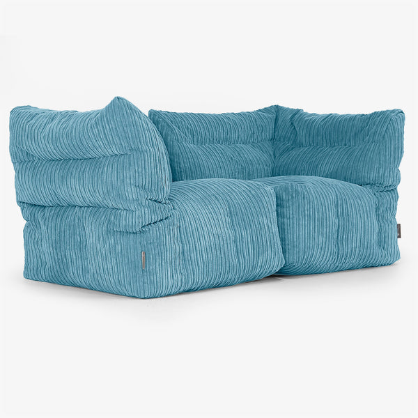 2 Piece Modular Sofa Set - Cord Aegean Blue 01