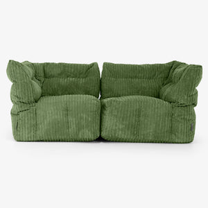 2 Piece Modular Sofa Set - Cord Forest Green