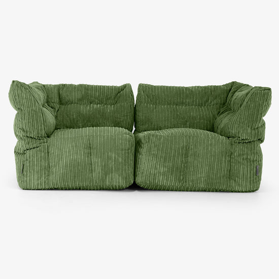 2 Piece Modular Sofa Set - Cord Forest Green 01