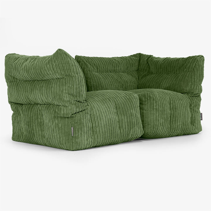 2 Piece Modular Sofa Set - Cord Forest Green 02