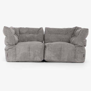 2 Piece Modular Sofa Set - Cord Graphite Grey