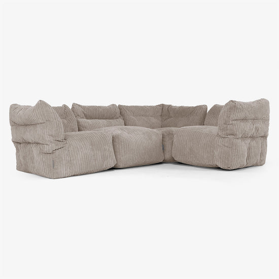 4 Piece Corner Modular Sofa Set - Cord Dovetail Grey 01