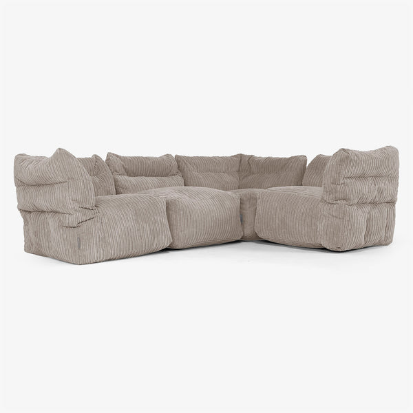 4 Piece Corner Modular Sofa Set - Cord Dovetail Grey 01