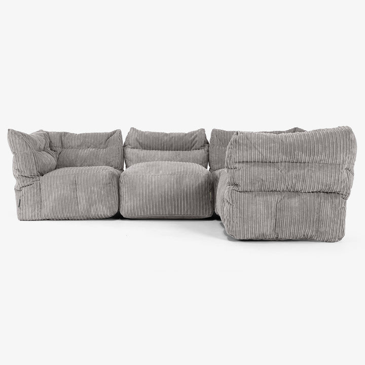 4 Piece Corner Modular Sofa Set - Cord Graphite Grey 02