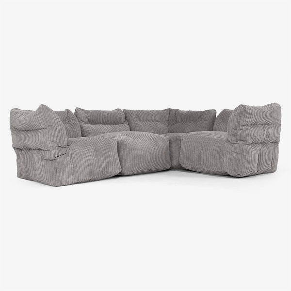 4 Piece Corner Modular Sofa Set - Cord Graphite Grey 01