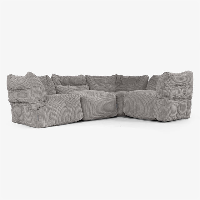 4 Piece Corner Modular Sofa Set - Cord Graphite Grey 01