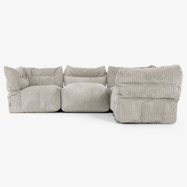 4 Piece Corner Modular Sofa Set - Cord Mink 02