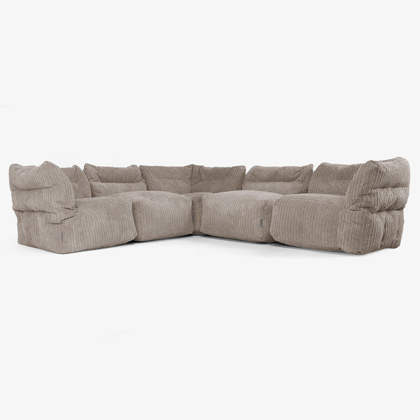 5 Piece Corner Modular Sofa Set - Cord Dovetail Grey 01