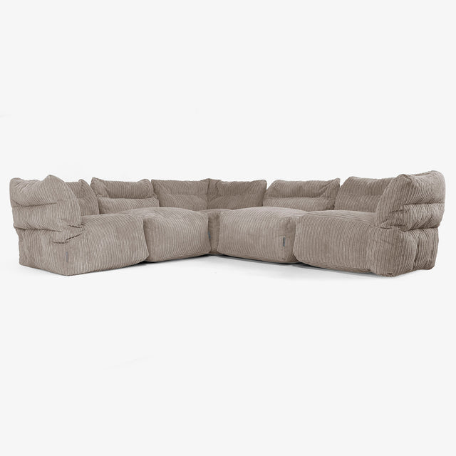 5 Piece Corner Modular Sofa Set - Cord Dovetail Grey 01