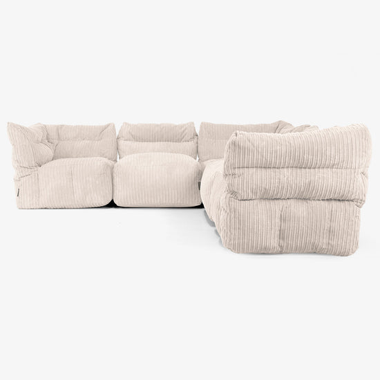 5 Piece Corner Modular Sofa Set - Cord Ivory 02
