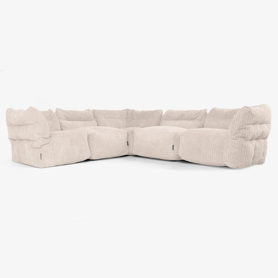 5 Piece Corner Modular Sofa Set - Cord Ivory 01