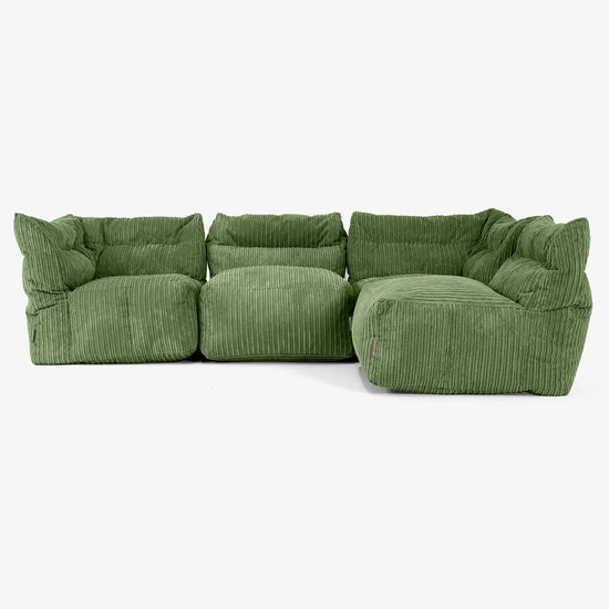 4 Piece Multi Modular Sofa Set - Cord Forest Green 03