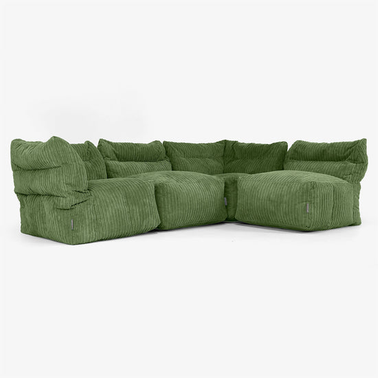 4 Piece Multi Modular Sofa Set - Cord Forest Green 04