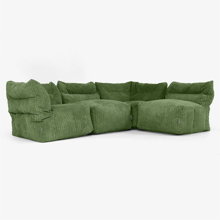 4 Piece Multi Modular Sofa Set - Cord Forest Green 04