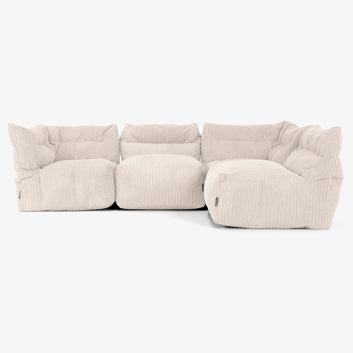 4 Piece Multi Modular Sofa Set - Cord Ivory 03