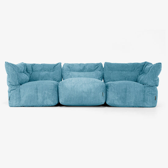 3 Piece Multi Modular Sofa Set - Cord Aegean Blue 04