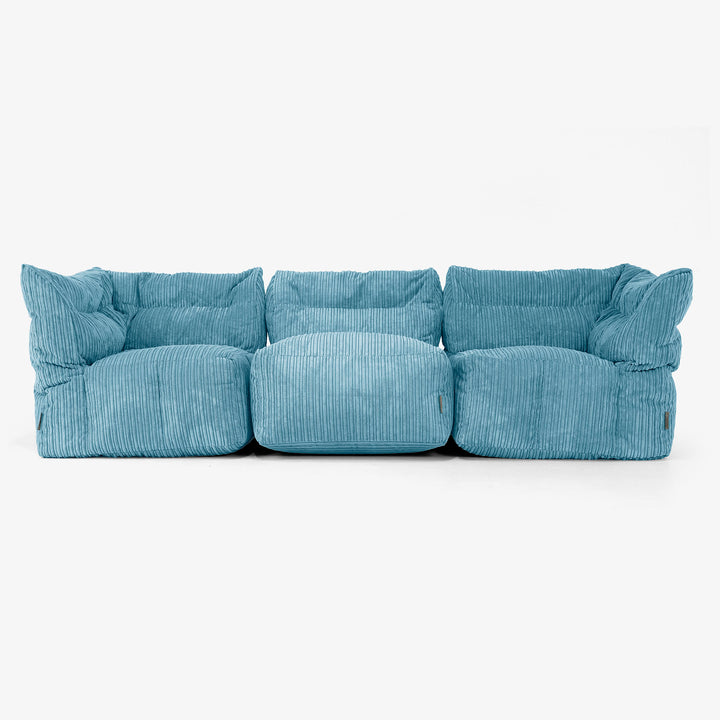 3 Piece Multi Modular Sofa Set - Cord Aegean Blue 04