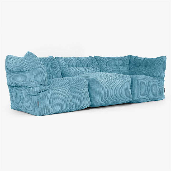 3 Piece Multi Modular Sofa Set - Cord Aegean Blue 03