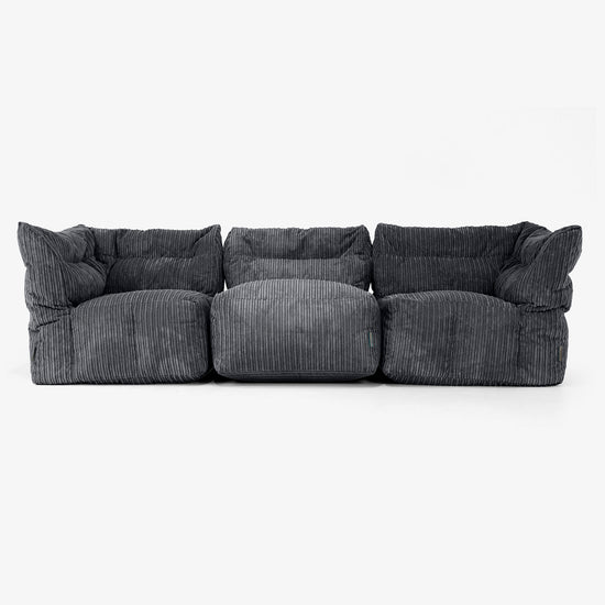 3 Piece Multi Modular Sofa Set - Cord Black 04