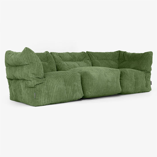 3 Piece Multi Modular Sofa Set - Cord Forest Green 03