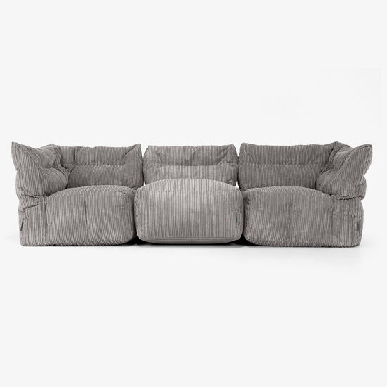 3 Piece Multi Modular Sofa Set - Cord Graphite Grey 04