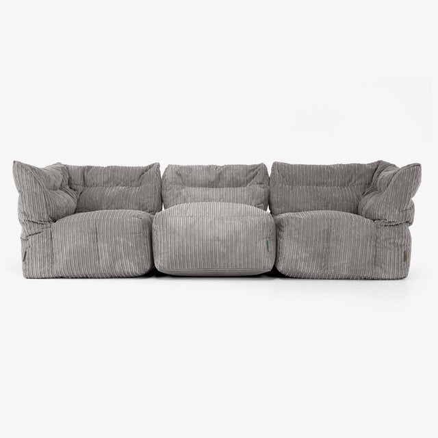 3 Piece Multi Modular Sofa Set - Cord Graphite Grey 04
