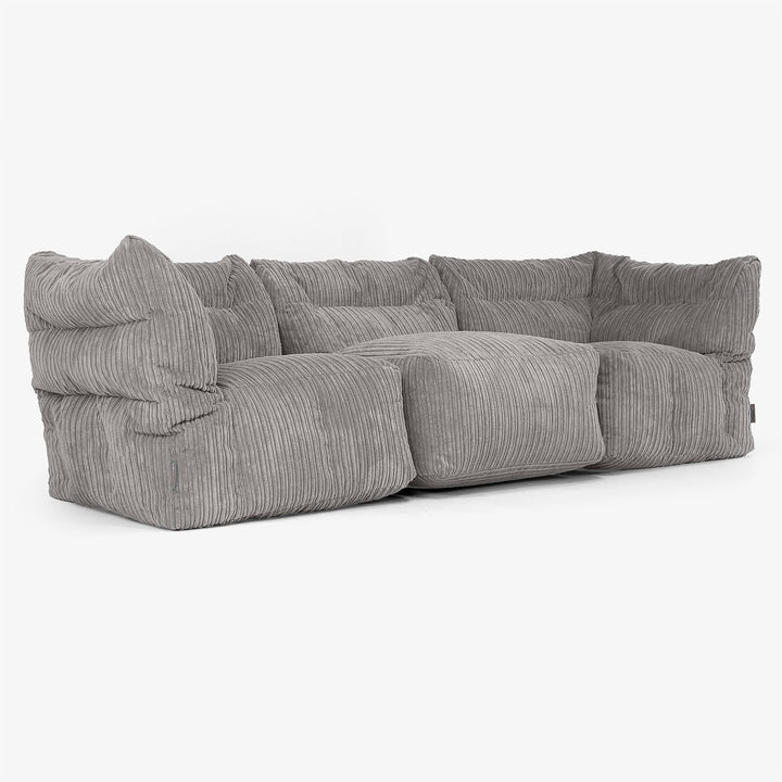 3 Piece Multi Modular Sofa Set - Cord Graphite Grey 03