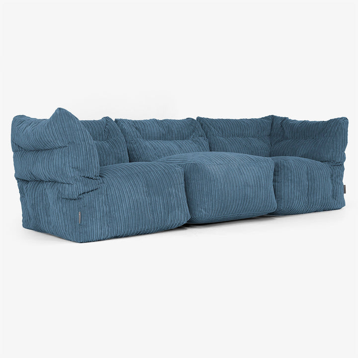 3 Piece Multi Modular Sofa Set - Cord Navy Blue 03