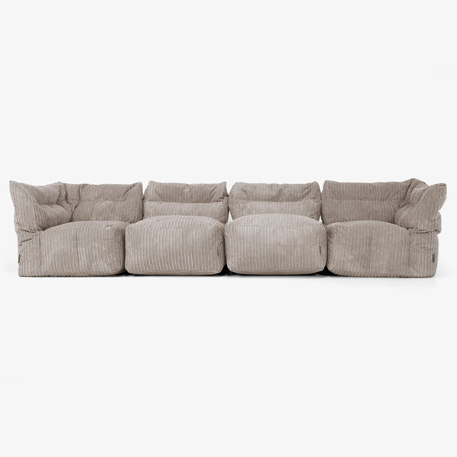 4 Piece Multi Modular Sofa Set - Cord Dovetail Grey 01