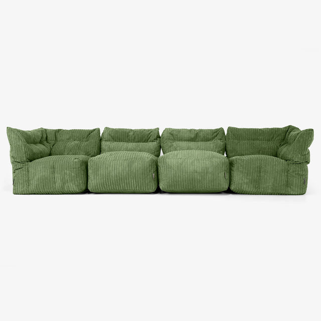 4 Piece Multi Modular Sofa Set - Cord Forest Green 01