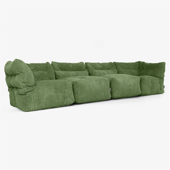 4 Piece Multi Modular Sofa Set - Cord Forest Green 02